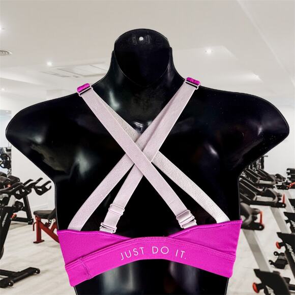 Nike Women's Small Pink Dri-Fit Impact High Support Strappy Sports Bra Athletic - Picture 2 of 8